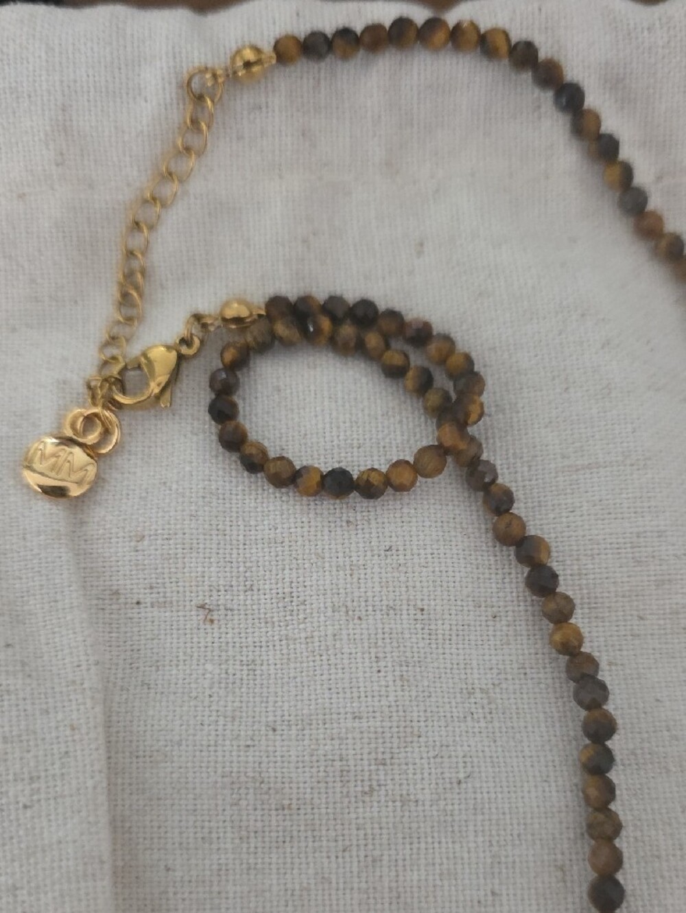 Mayamar Gold Starfish Pendant Necklace with Tyger Eye Beaded Chain - Picture 2 of 3